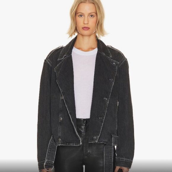 Etica Malloy moto jacket denim black ice edgy rocker sustainable capsule new med - Picture 3 of 13